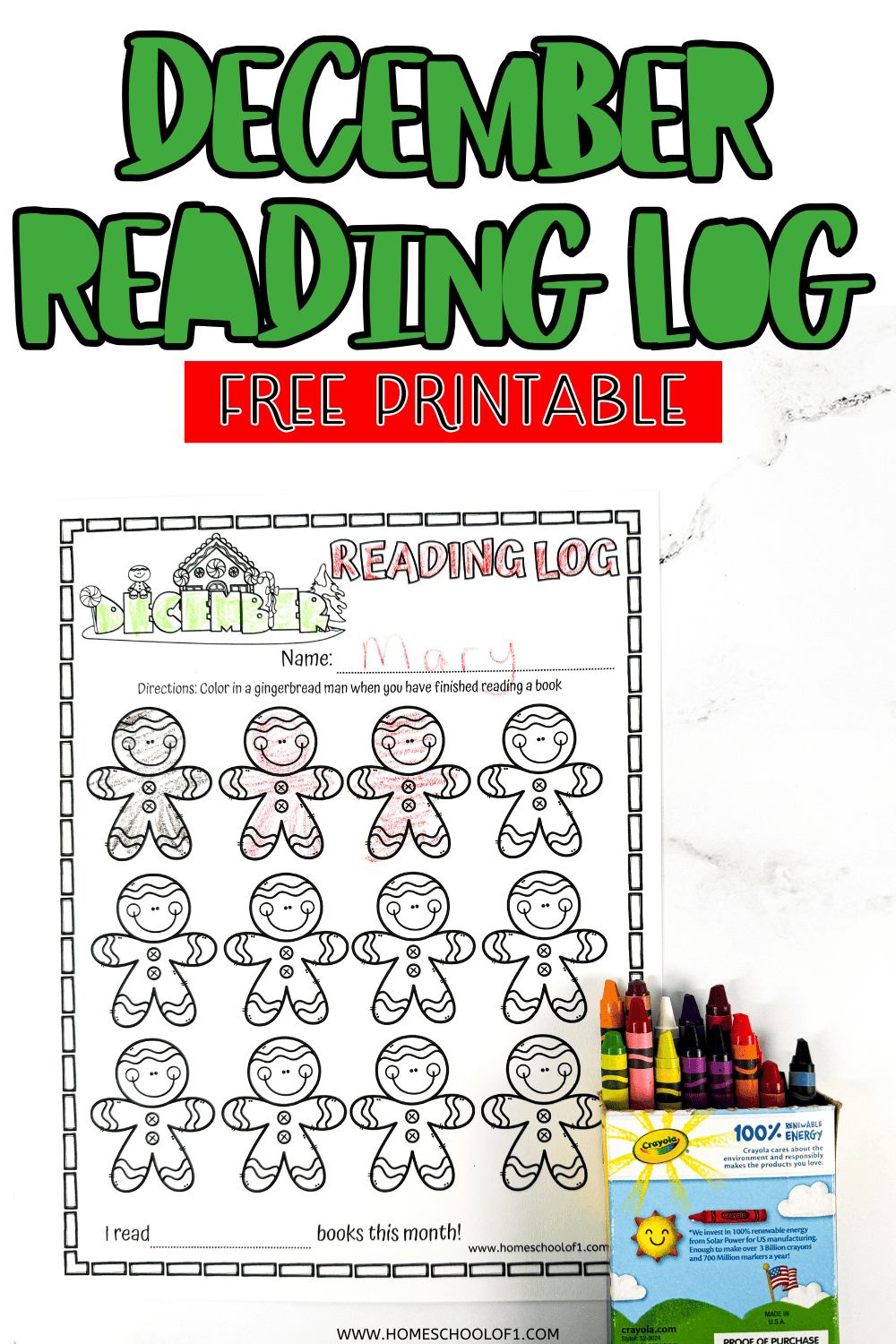 free december reading log printable